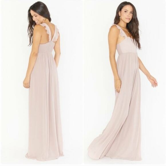 Show Me Your Mumu June Ruffle Maxi Dress Bridesmaid, Prom Gown Size XL Beige - Picture 7 of 9